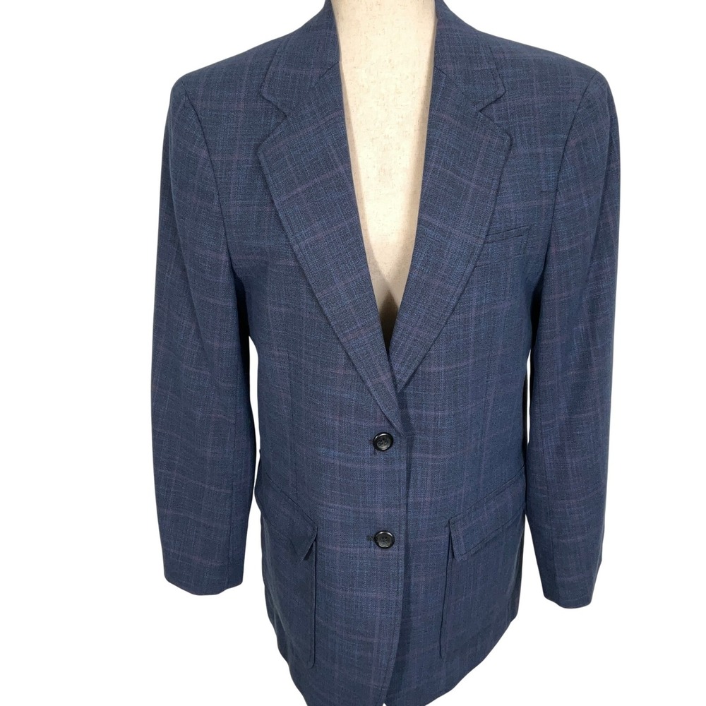 Circle Dallas S Texas Blazer Women 10 Blue Purple‎ Plaid Polyester Jacket